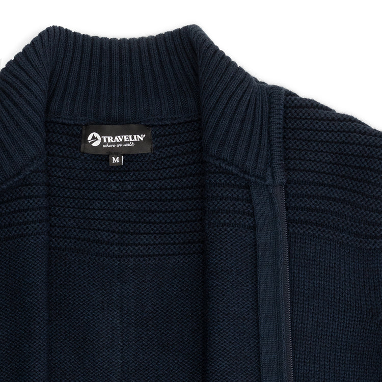 Raahe Men - Knitted cardigan - Navy DCI