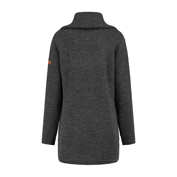 Nivala Women - Long knitted cardigan - Dark antracite B