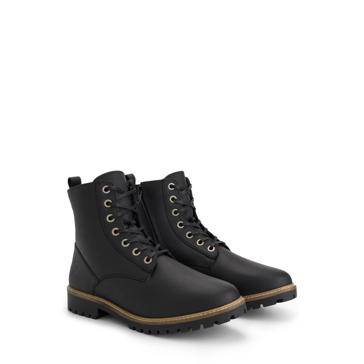Rykken Men - Lace-up Boots with Zipper - Wool-Lined - Black FRD