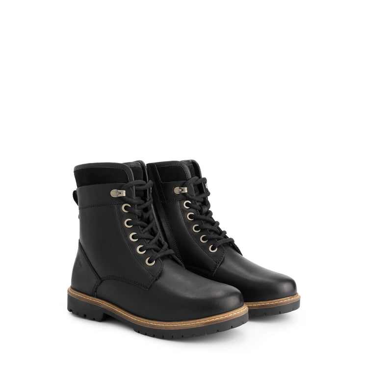 Larvik Women - Lace-up boots - Wool-lined - Black FRD