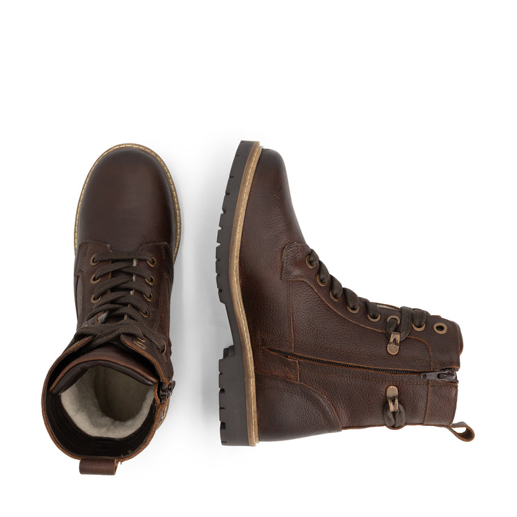 Kongsmark Women - Lace-up boots - Wool-lined - Dark brown UPD