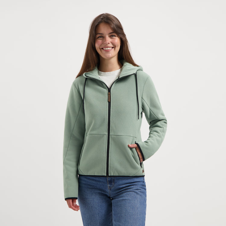Kirsten Women - Hooded Cardigan - Fleece - Green MV