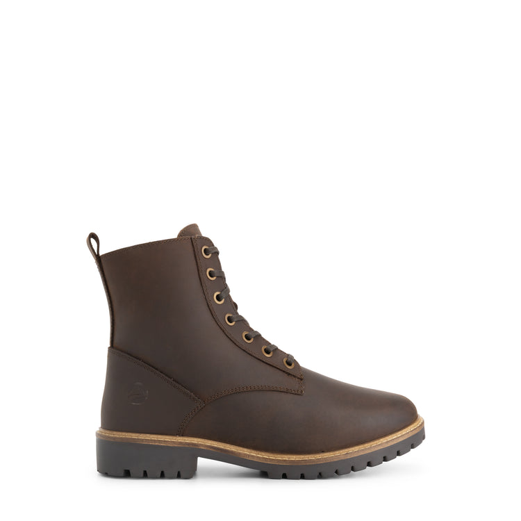 Rykken Men - Lace-up Boots with Zipper - Wool-Lined - Dark Brown R