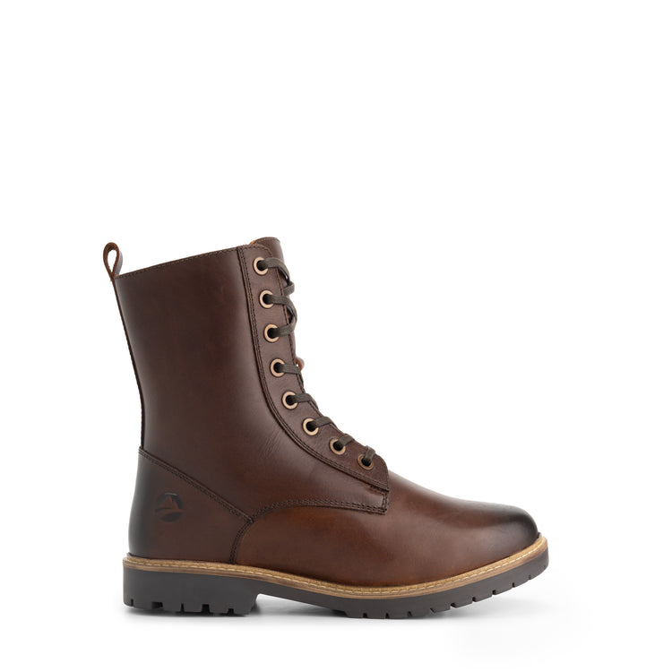 Trysil Women - Lace-Up Boots with Zipper - Wool-Lined - Dark Brown R