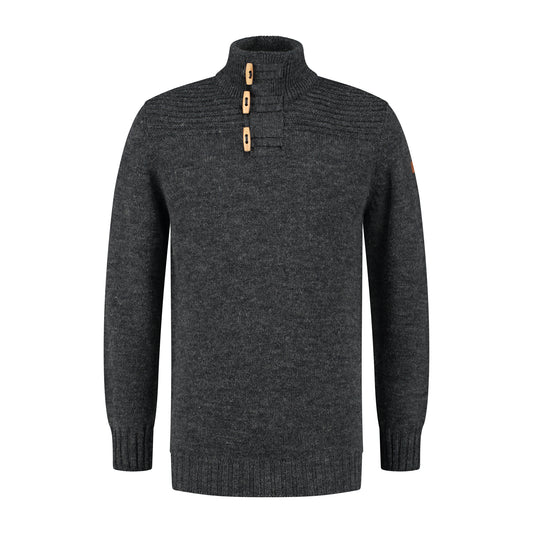 Orsa Men - High collar - Knitted jumper - Dark antracite F