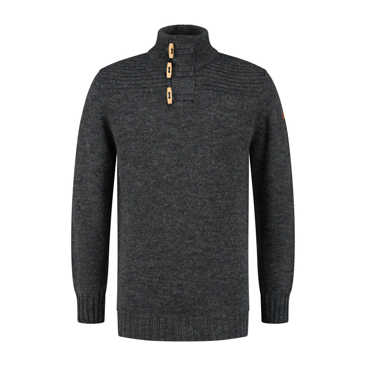 Orsa Men - High collar - Knitted jumper - Dark antracite F