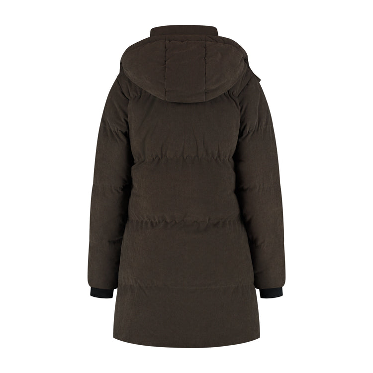 Ulvik Women - Puffer Winter Jacket - Corduroy - Dark Brown B