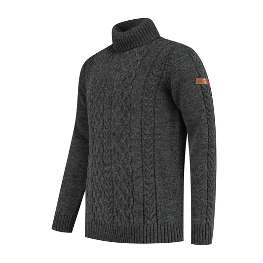 Oulu Men - Turtleneck - Knitted jumper - Dark antracite FL