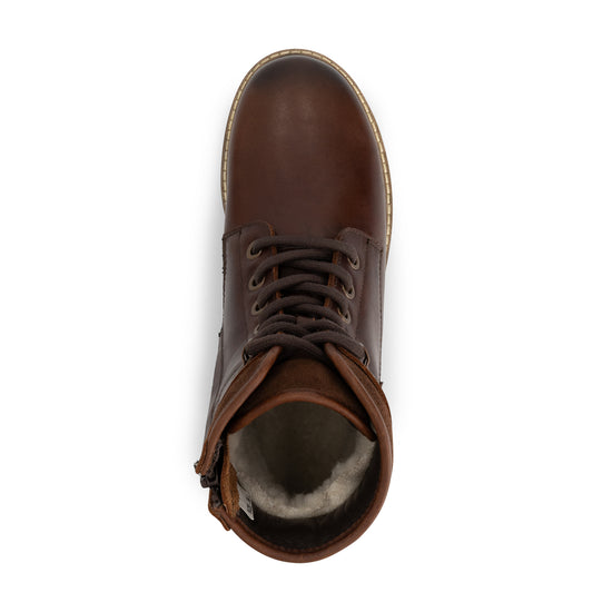 Larvik Women - Lace-up boots - Wool-lined - Dark brown UPS