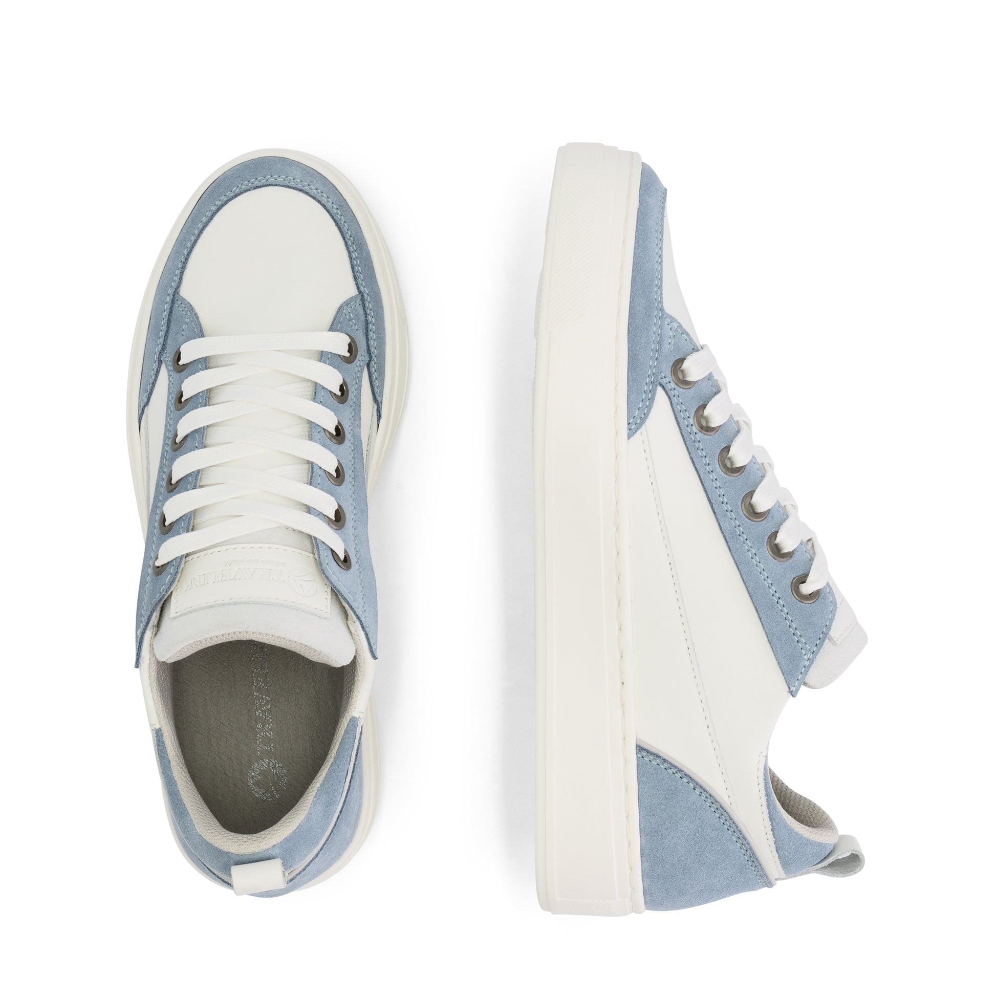 Caris Women - Sneakers - Leather - White/Light blue UPD