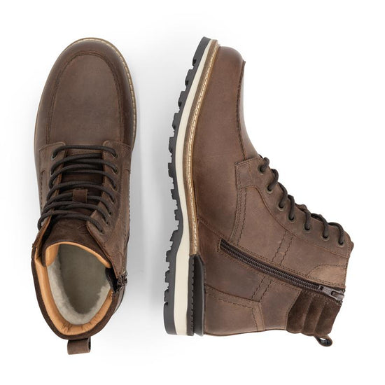 Lindved Men - Lace-up boots - Wool-lined - Dark brown UPD