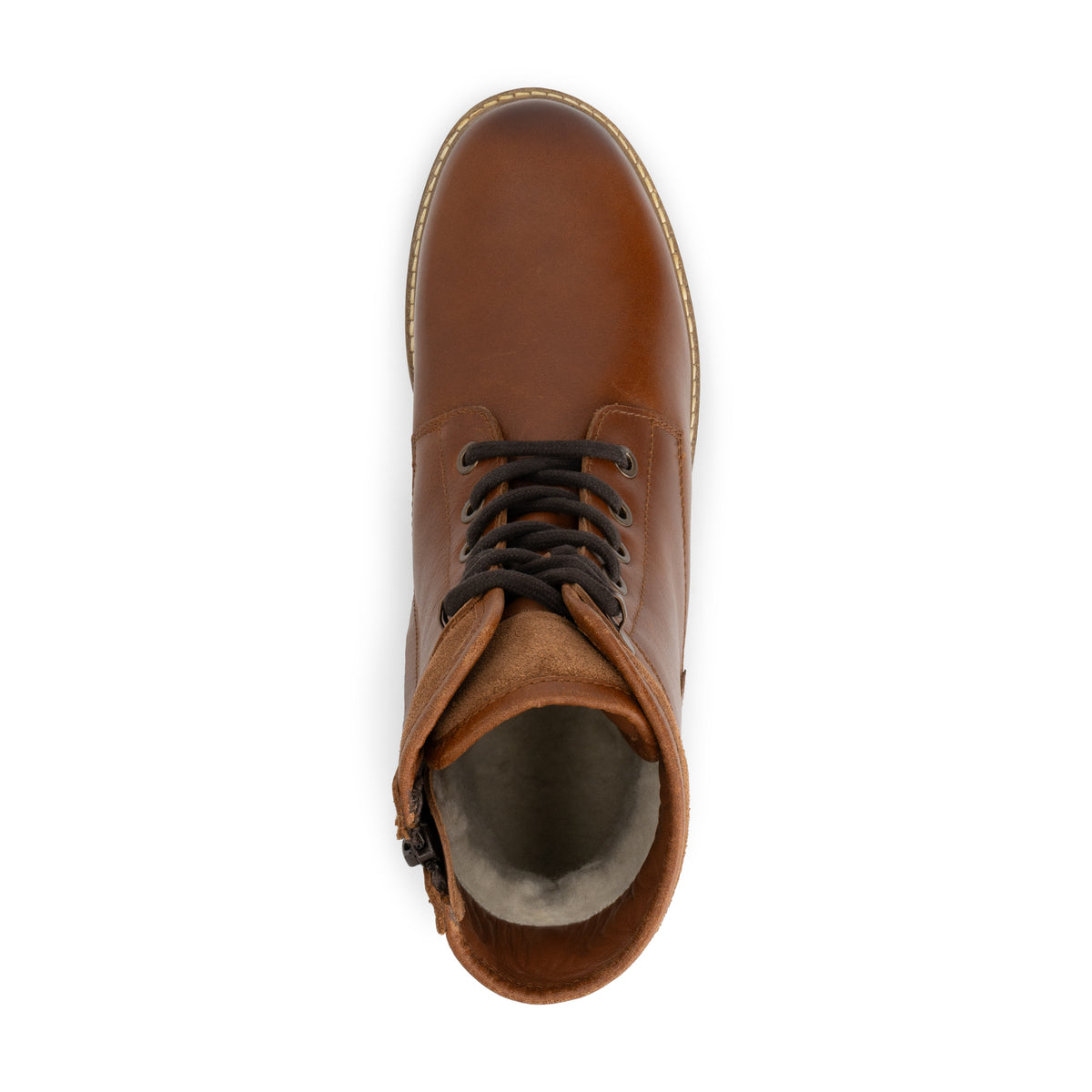 Langdets Men - Lace-up boots - Wool-lined - Cognac UPS