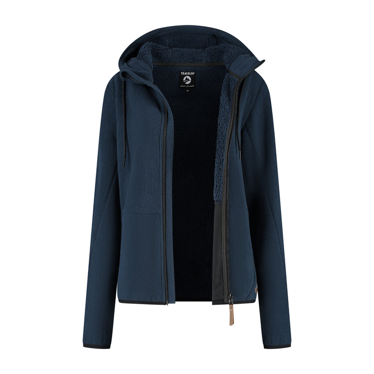 Kirsten Women - Hooded Cardigan - Fleece - Navy CVO