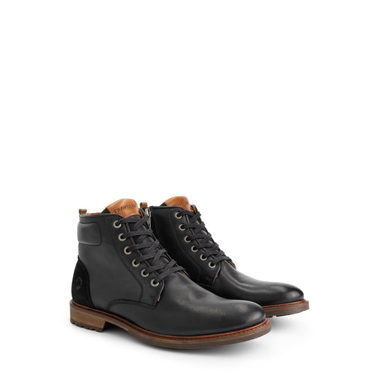 Walton Men - Lace-up shoes - Zipper - Leather - Black FRD