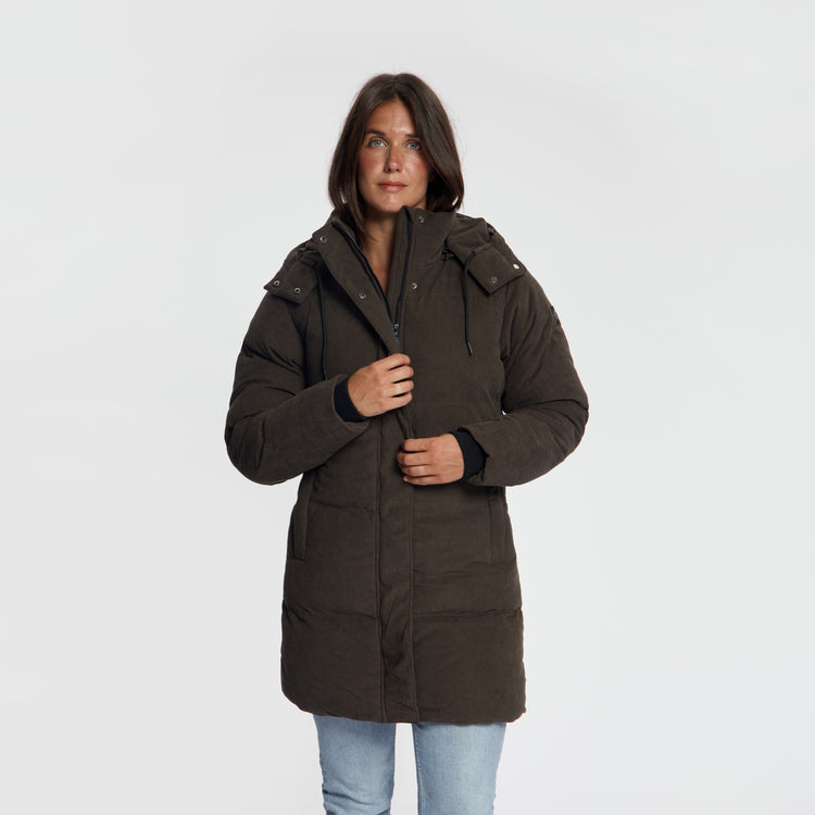 Ulvik Women - Puffer Winter Jacket - Corduroy - Dark Brown MV