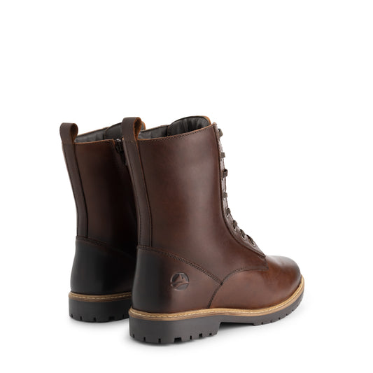 Trysil Women - Lace-Up Boots with Zipper - Wool-Lined - Dark Brown BD