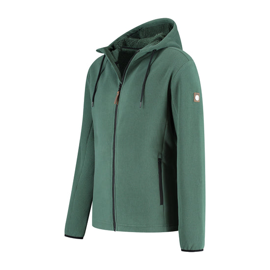 Karlson Men - Hooded Cardigan - Fleece - Dark green FL
