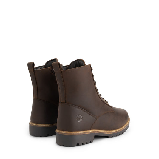 Rykken Men - Lace-up Boots with Zipper - Wool-Lined - Dark Brown BD