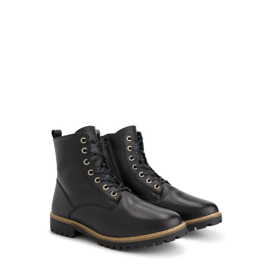 Rosendal Men - Lace-up boots with zipper - Wool-lined - Black FRD