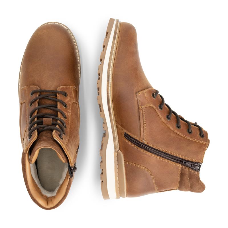 Sig Men - Lace-up boots - Wool-lined - Cognac UPD