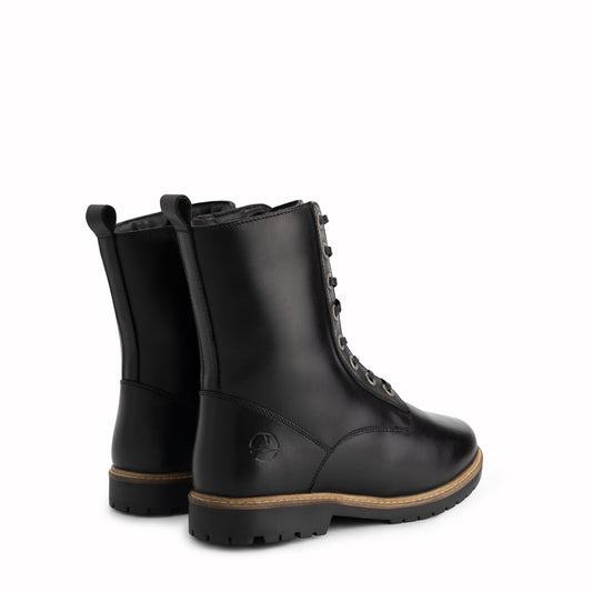Trysil Women - Lace-up Boots with Zipper - Wool-Lined - Black BD