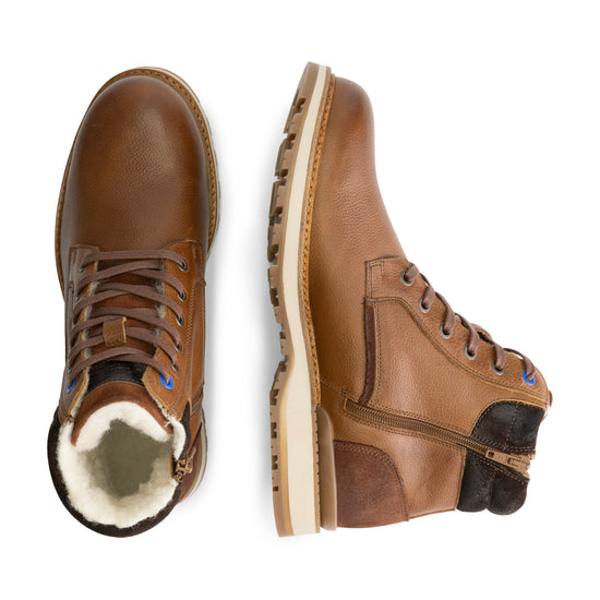 Sundby Men - Lace-up boots - Wool-lined - Cognac UPD