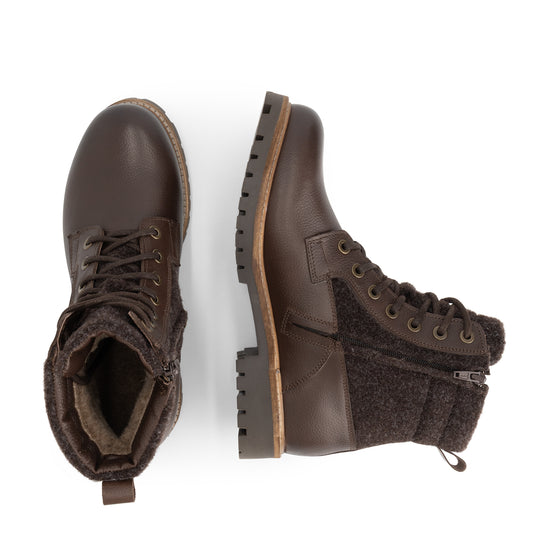 Enningdal Men - Lace-up boots - Wool/Felt - Dark brown UPD