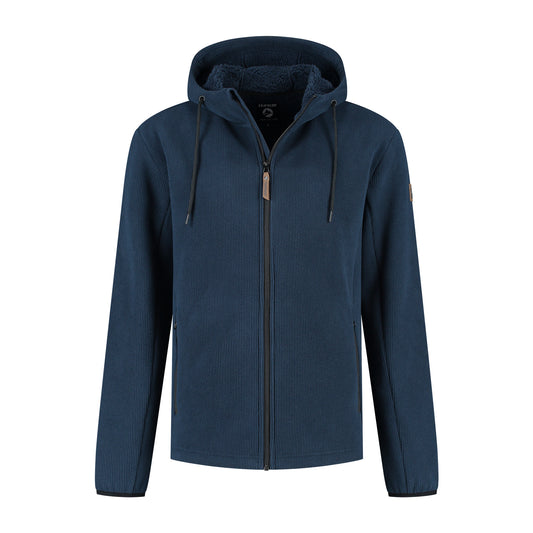 Karlson Men - Hooded Cardigan - Fleece - Navy F
