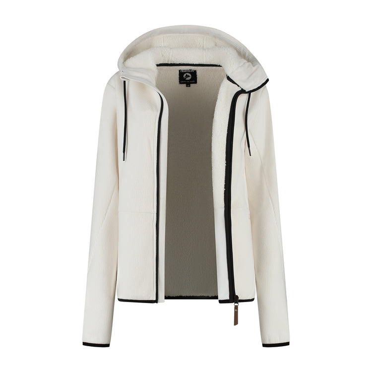 Kirsten Women - Hooded Cardigan - Fleece - Off white CVO