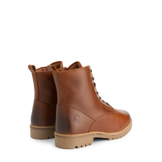 Rosendal Men - Lace-up boots with zipper - Wool-lined - Cognac BD