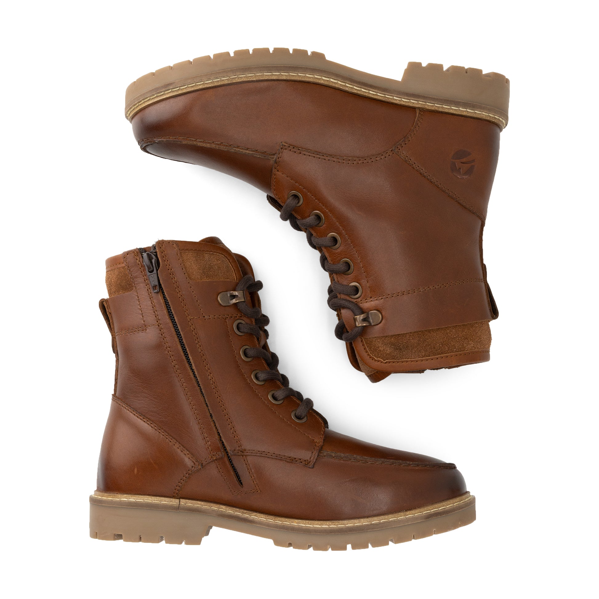 Tronstad Women - Lace-up boots - Wool-lined - Cognac UPD