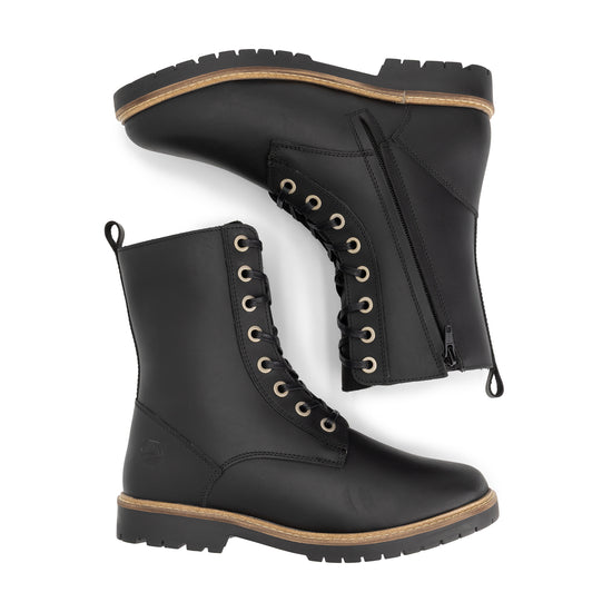 Torpsund Women - Lace-Up Boots with Zipper - Wool-Lined - Black UPD