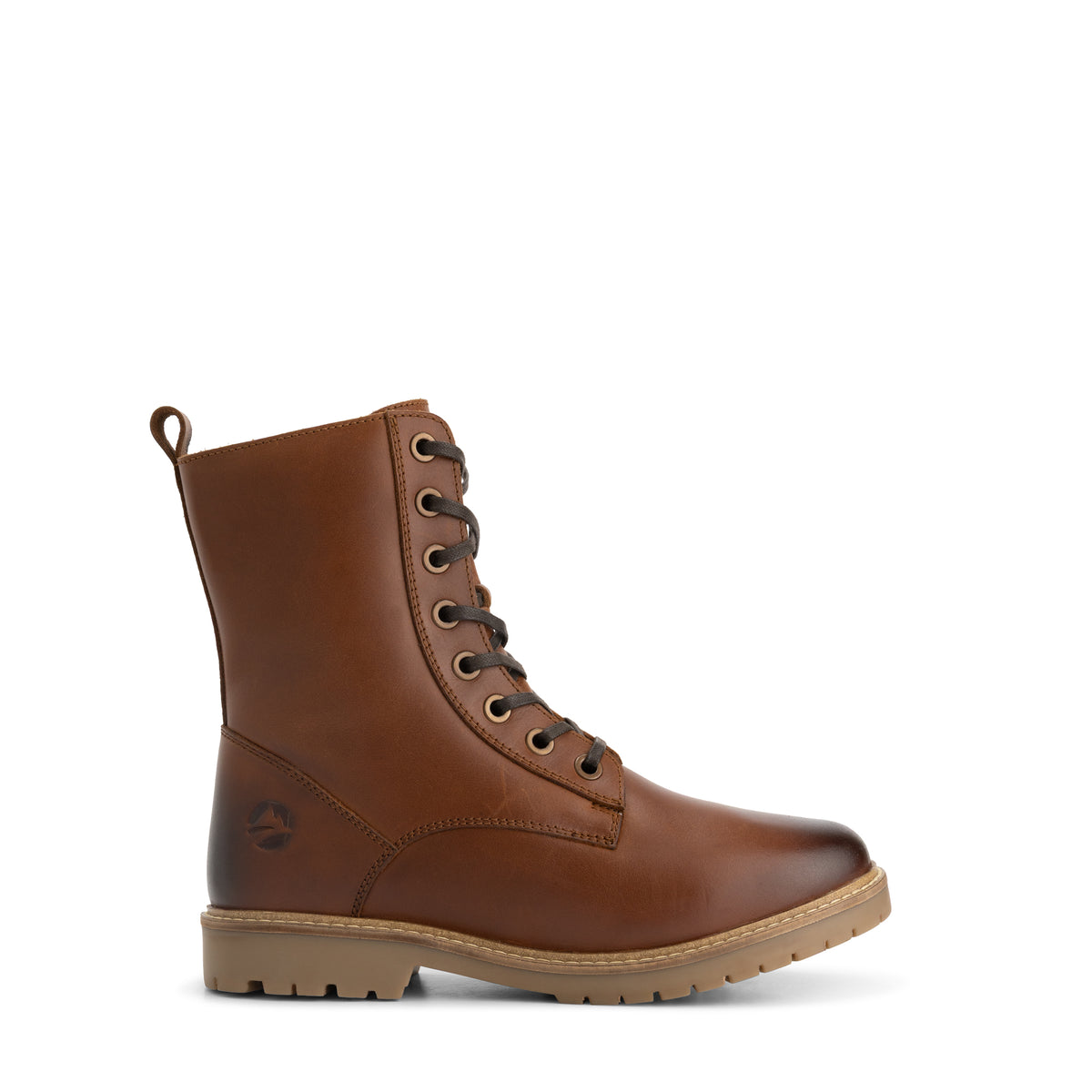 Trysil Women - Lace-Up Boots with Zipper - Wool-Lined - Cognac R