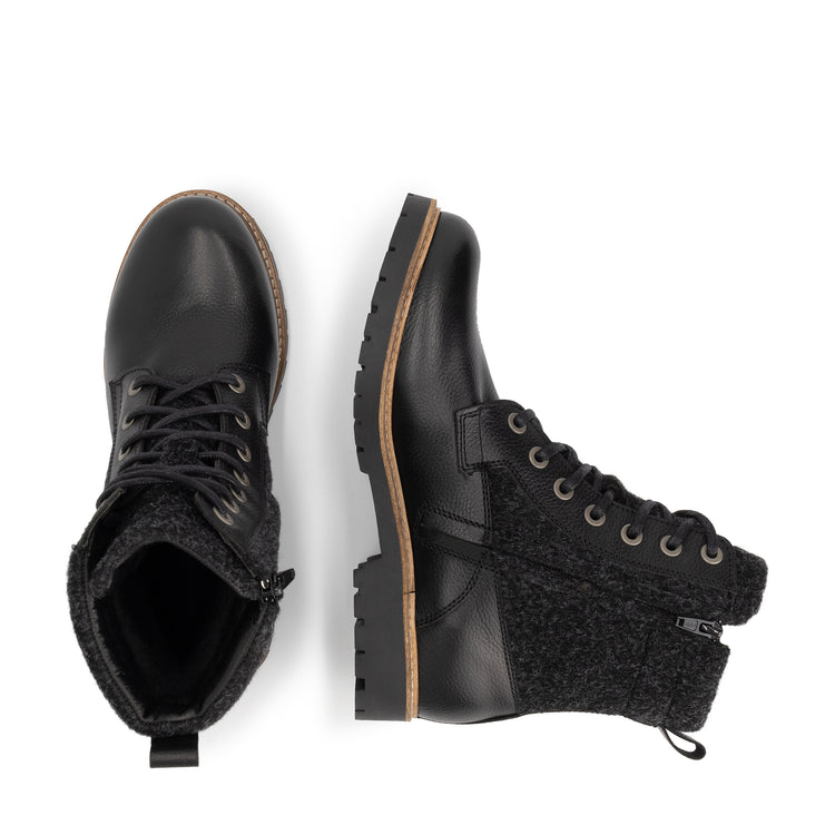 Folge Women - Lace-up boots - Wool/Felt - Black UPD
