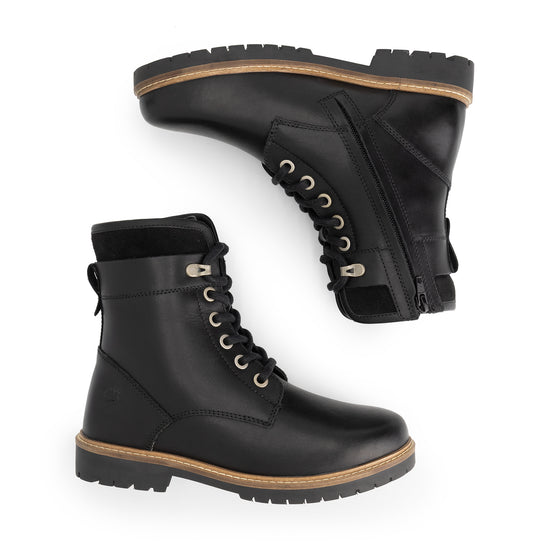 Larvik Women - Lace-up boots - Wool-lined - Black UPD