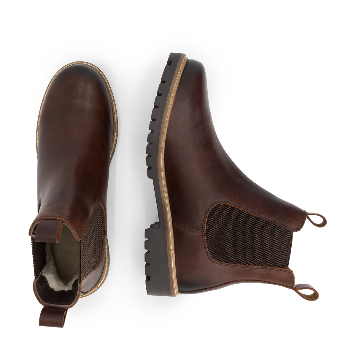 Hemsedal Men - Chelsea Boots - Wool-Lined - Dark Brown UPD