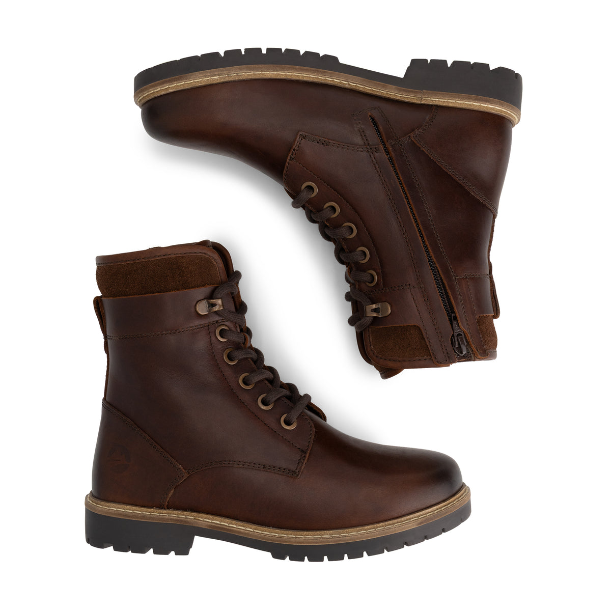 Larvik Women - Lace-up boots - Wool-lined - Dark brown UPD