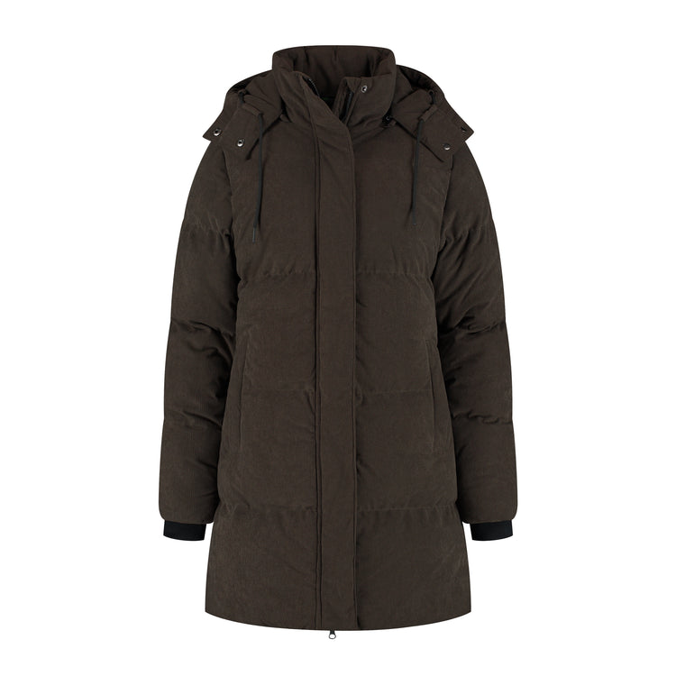 Ulvik Women - Puffer Winter Jacket - Corduroy - Dark Brown F