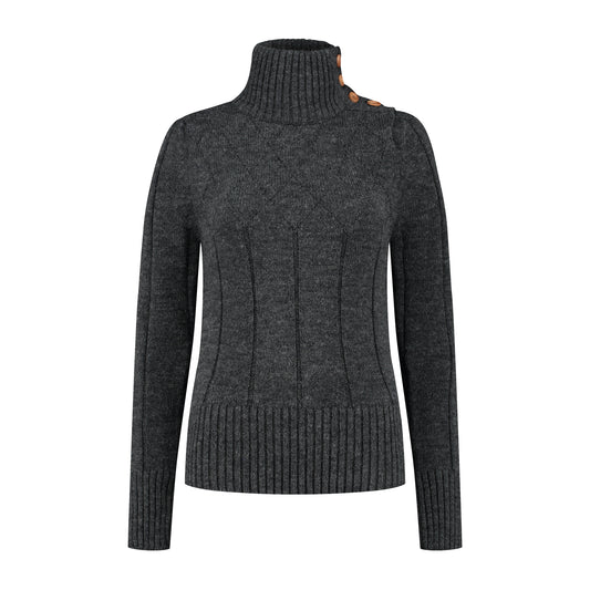 Turtleneck Mora Women - Knitted jumper - Dark antracite F
